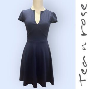 NWOT Tea n Rose Midnight‎ Blue Jersey Fit & Flare Dress, Size S, MSRP $52
